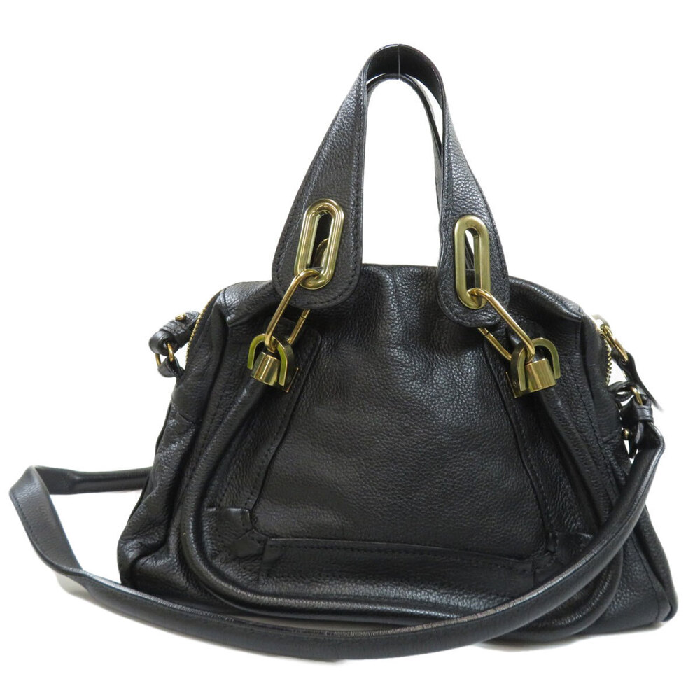 Chloe Leather Handbag Paratis Black